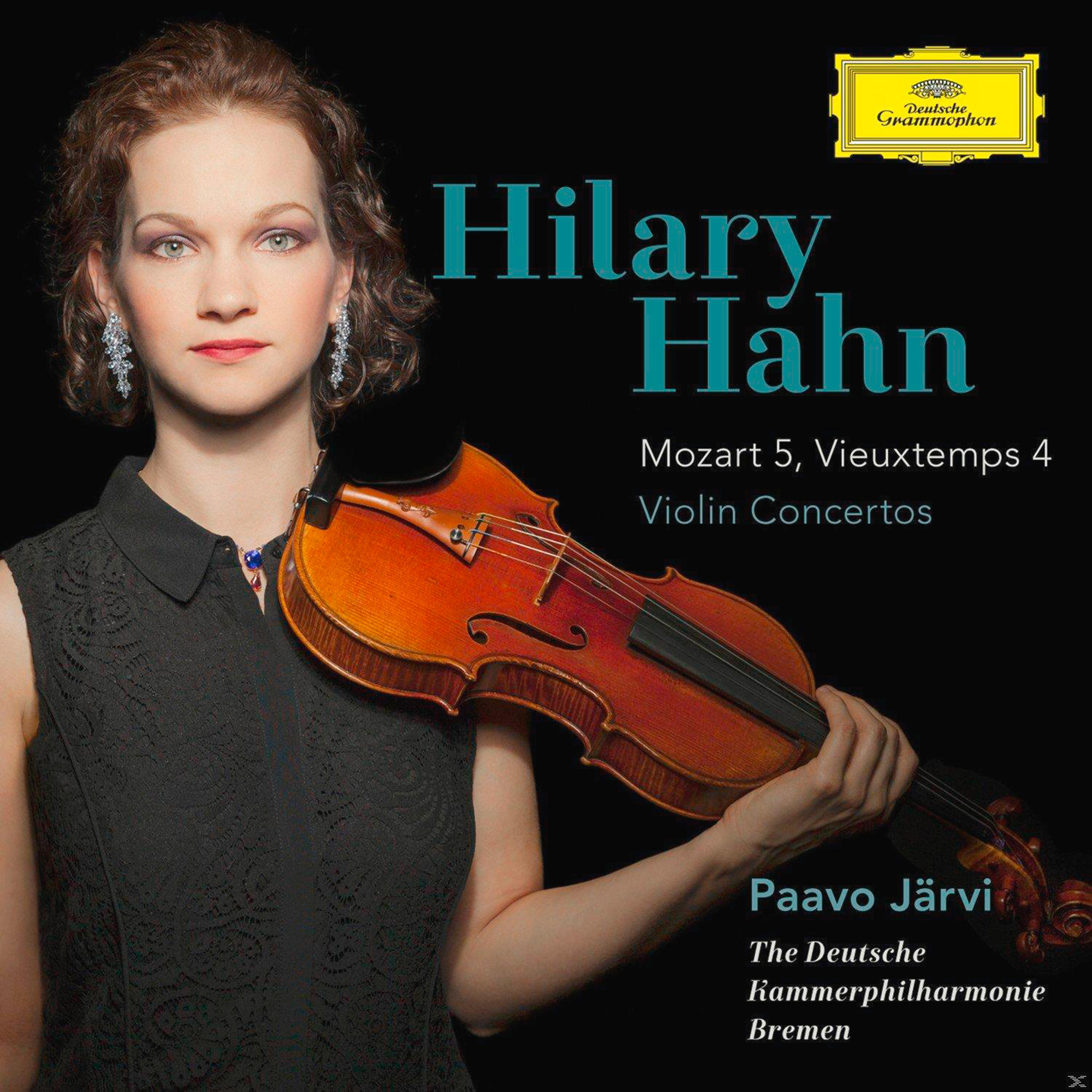 Albumcover mit Frau mit Geige. Text: Hilary Hahn, Mozart 5, Vieuxtemps 4 und andere.