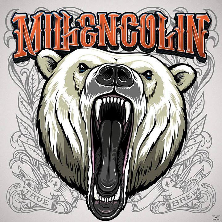 Ein Bärenkopf-Logo. Es ist weiß, mit offenem Mund. Der Text oben lautet 'Millencolin'.