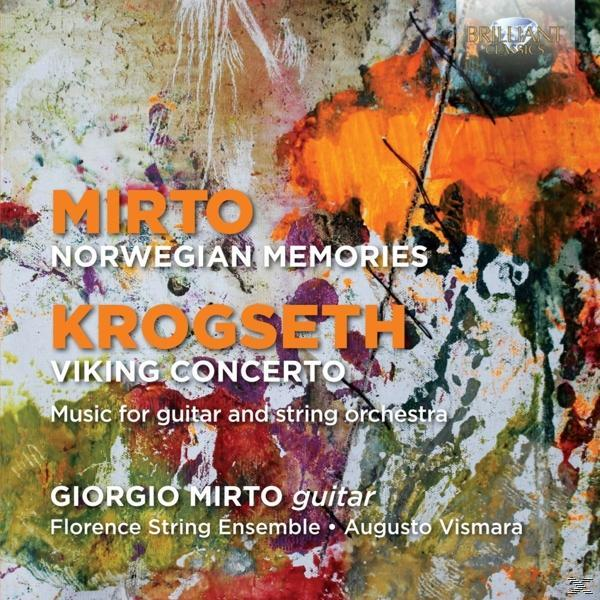 Albumcover mit Titel 'Mirto Norwegian Memories Krogseth Viking Concerto'. Bunte abstrakte Kunst.