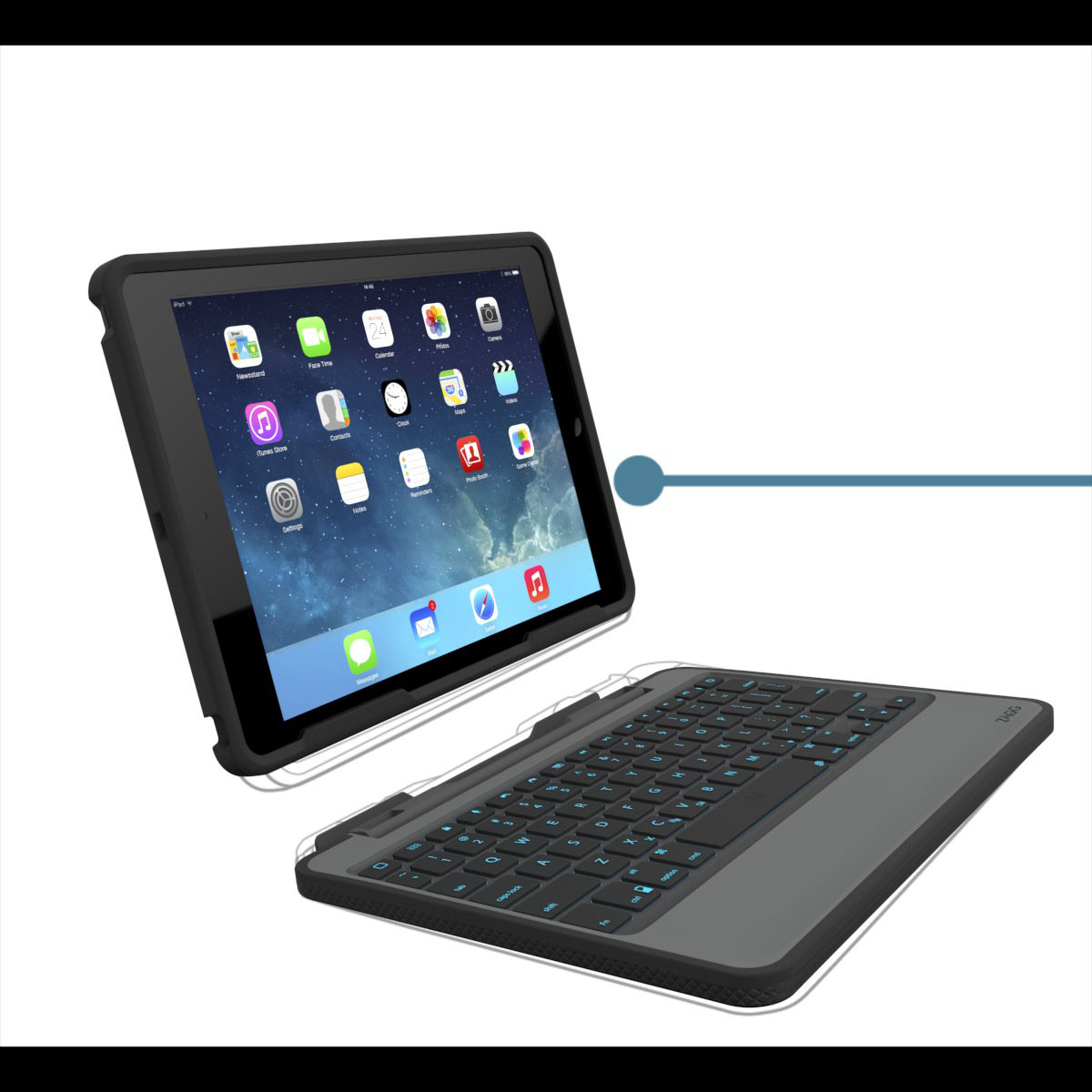 ZAGG ID5ZF2-BBG Outdoor Folio Keyboard Rugged Keyboard Case Schwarz