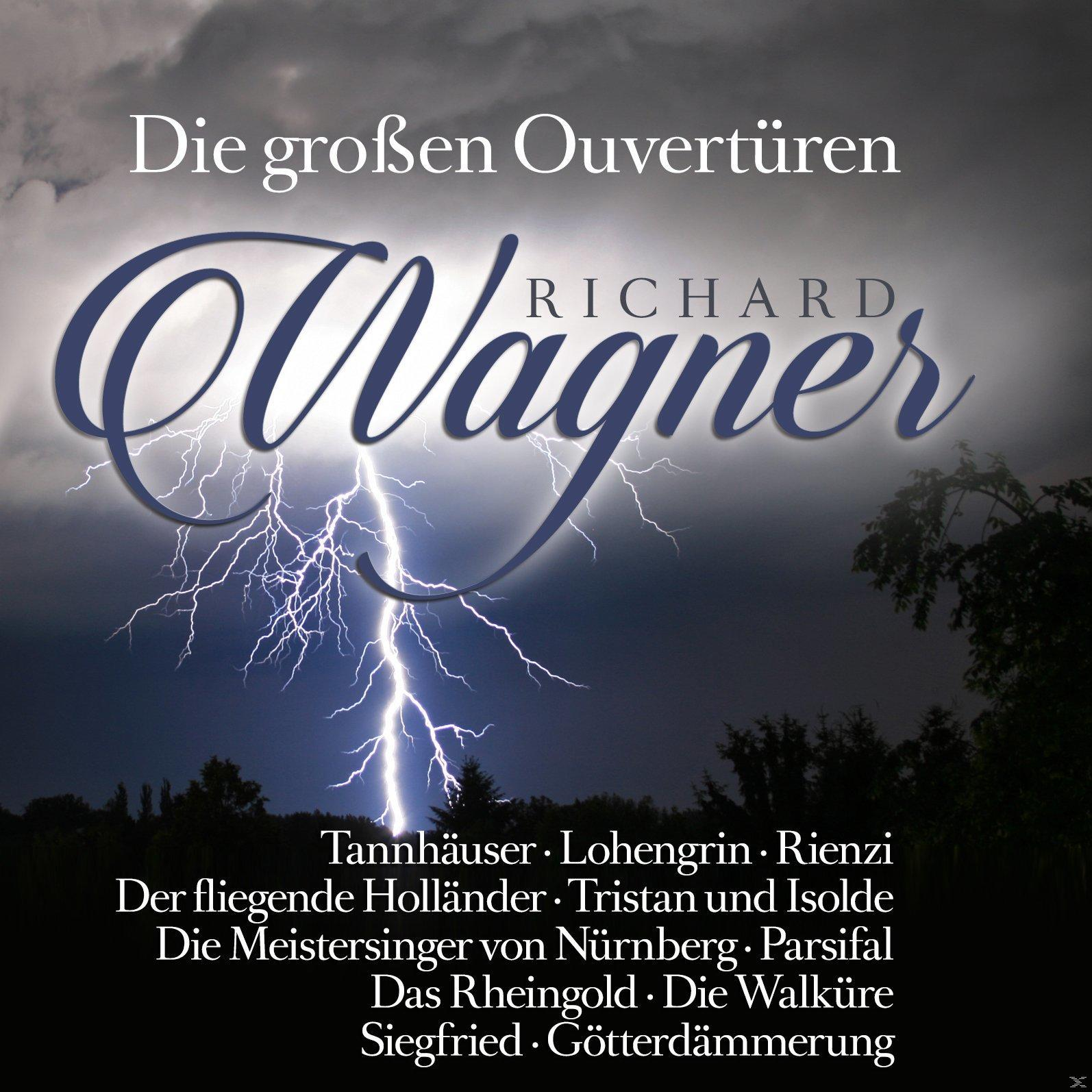 Albumcover mit Blitz über dunklem Himmel und Text 'Richard Wagner'.