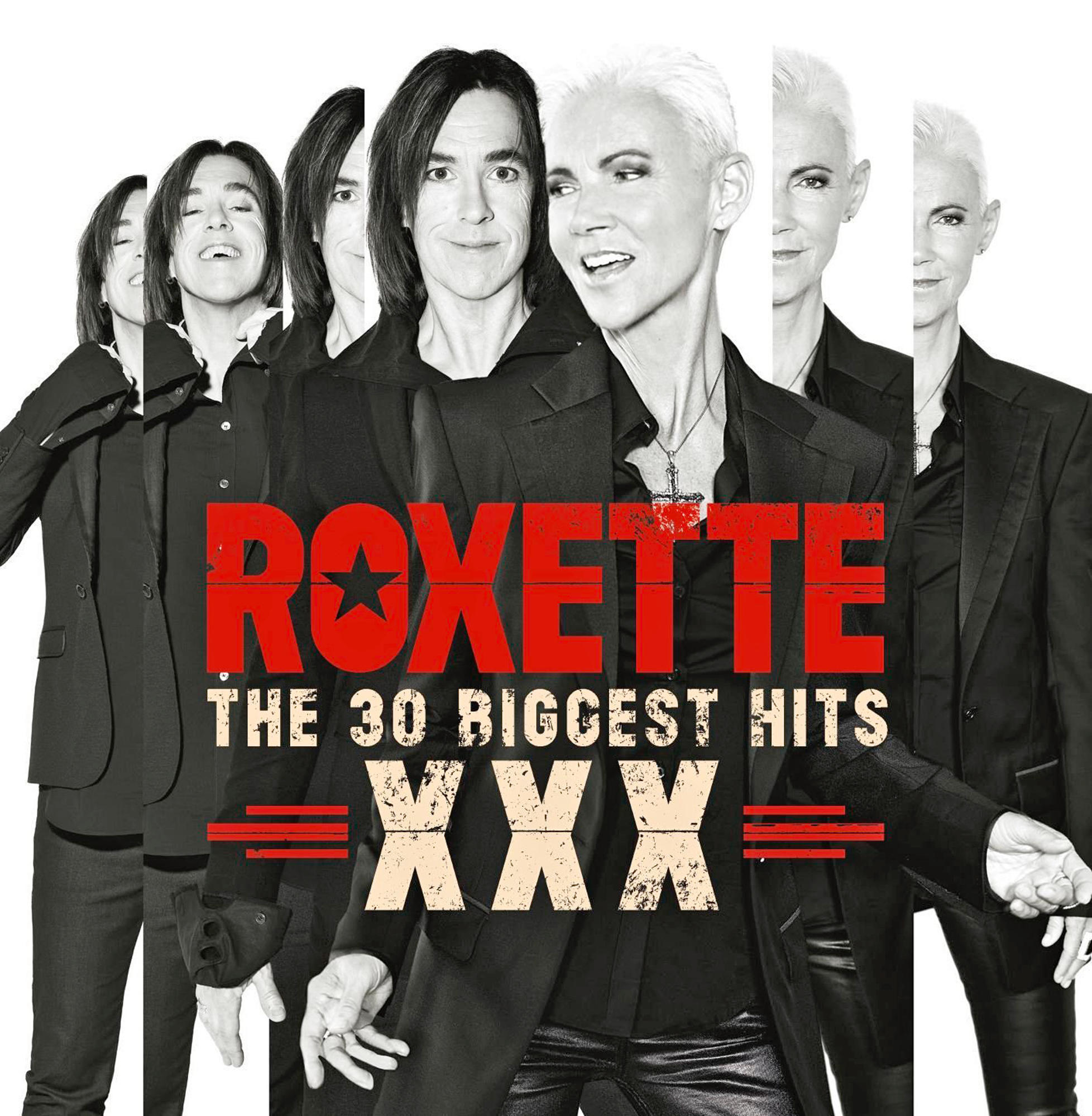 Roxette-Albumcover mit mehreren Bildern der Bandmitglieder.