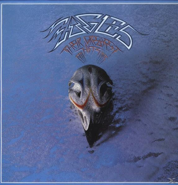 Albumcover: Eagles-Logo, Totenkopf und Text auf blauem Hintergrund.