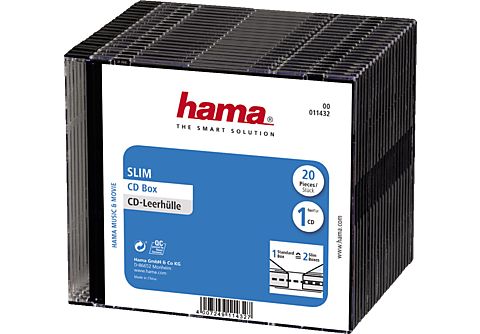 HAMA 11432 CD-Slim-Box, 20er-Pack, Schwarz, Vorratspack
