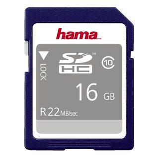 HAMA 104367 22MB/S CL10 - SDHC-Speicherkarte  (16 GB, 22 MB/s, Schwarz)
