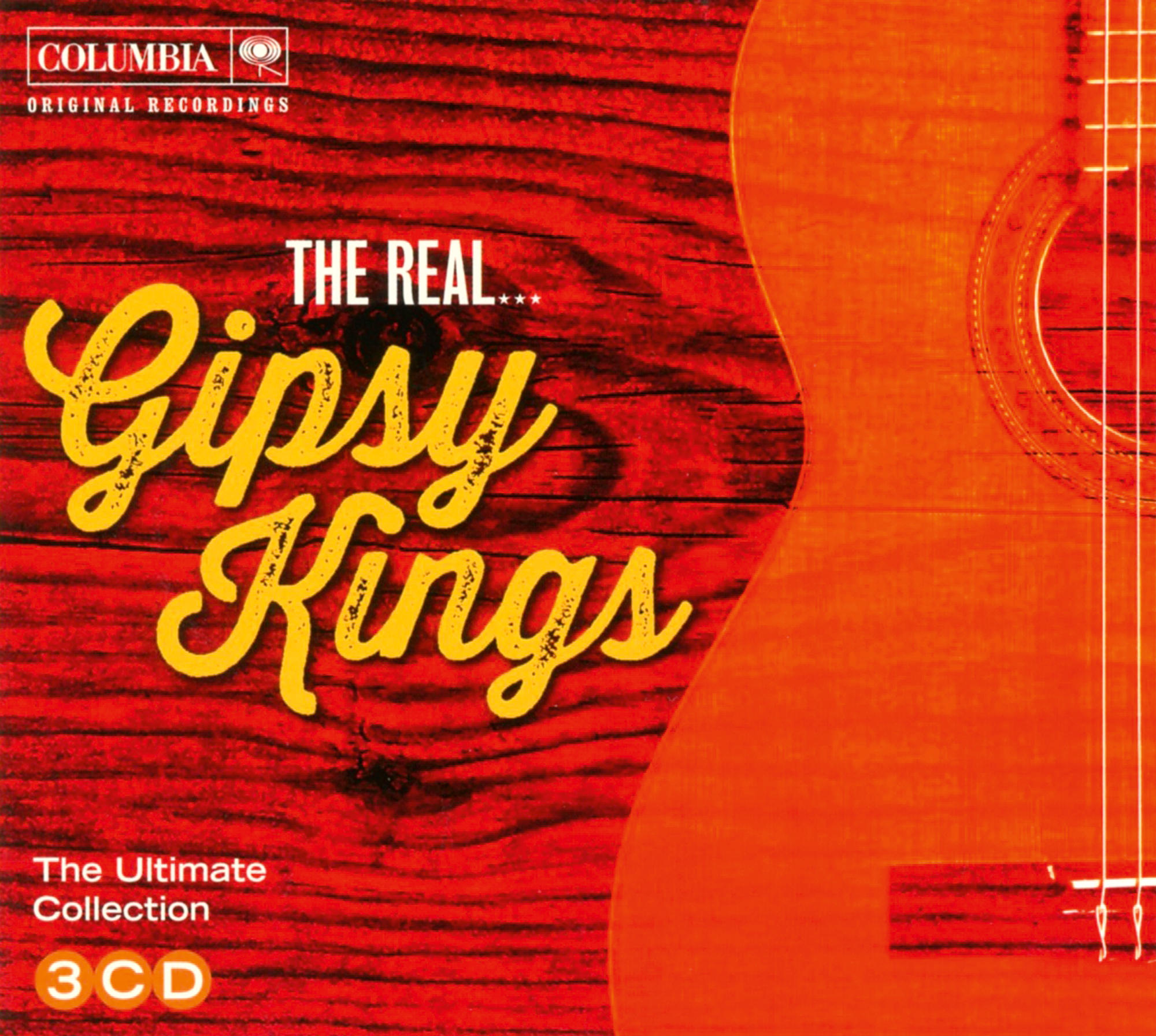 CD-Cover: The Real Gipsy Kings, mit Gitarrenbild und Holz-Hintergrund.