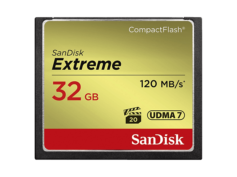 SANDISK 32GB Extreme CF CompactFlash Karte bis zu 120 MB/s UDMA 7 VPG-20; Speicherkarte — Foto 2 von 3