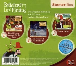 CD-Box-Set für Pettersson und Findus. Drei kleine Bilder und Text auf Deutsch.