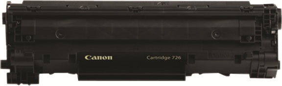 Schwarze Canon-Druckerpatrone mit Canon- und Cartridge 726-Text auf der Vorderseite.