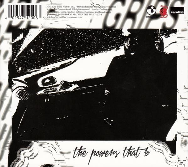 Schwarz-weiß CD-Cover. Eine Person im Auto. Der Titel lautet 'the powers that be'.
