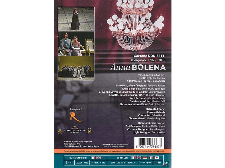 Thumbnail - Various;Belcanto Chorus;Europa Galante - Anna Bolena (DVD)