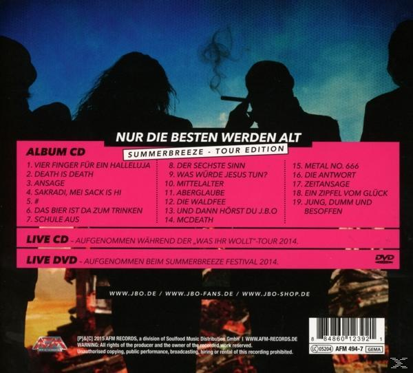 Albumcover mit Text, einer Titelliste und Silhouetten rauchender Personen, in einem rosa/schwarzen Farbschema.