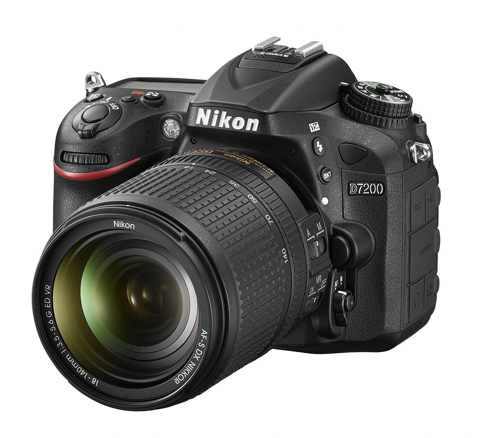 NIKON D7200 Kit Spiegelreflexkamera, 24,2 Megapixel, 18-140 mm Objektiv (ED, VR), WLAN, Schwarz