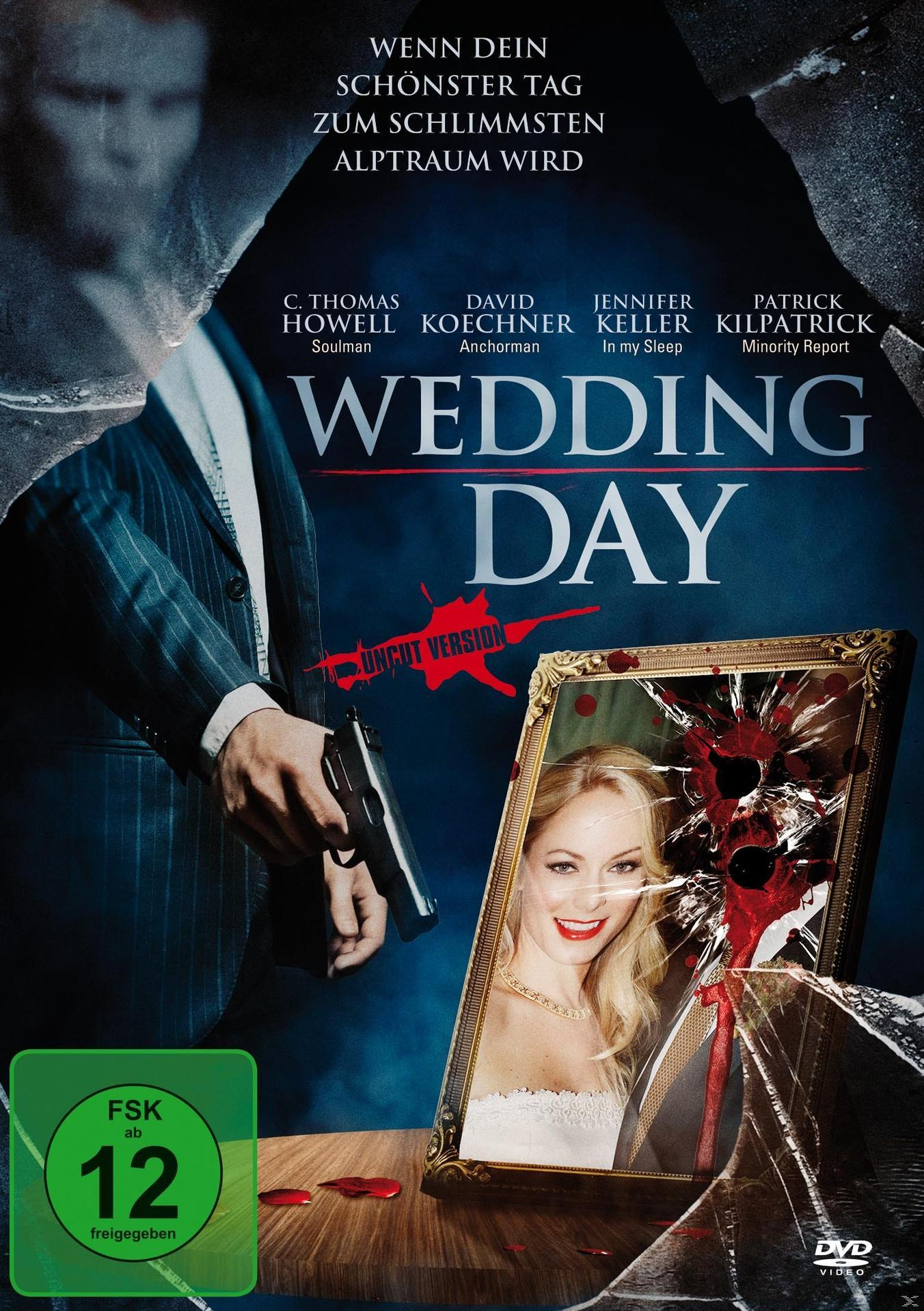 Filmposter für 'Wedding Day', Mann mit Waffe, zerbrochener Spiegel mit Braut.