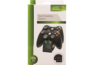 VENOM Xbox360 Twin Docking Station - Ladegerät inkl. 2 Akku-Packs, Ladegerät, Schwarz
