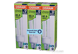 OSRAM DST MTW 865 E27 20 W 3'lü Paket  Enerji Tasarruflu Ampul Beyaz Işık