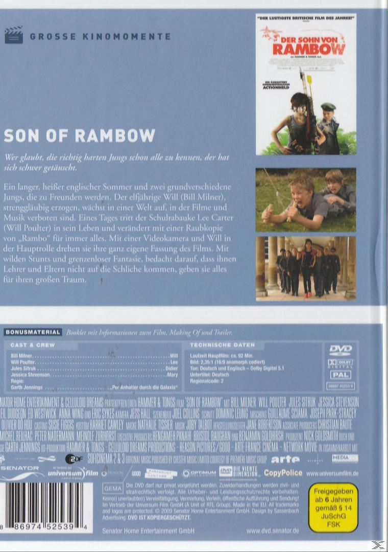 DVD-Cover des Films 'Son of Rambow'. Zeigt Illustrationen des Films und der Besetzung.