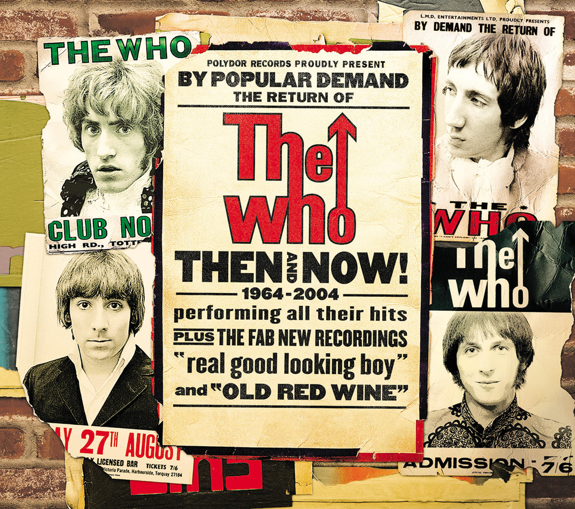 Poster mit Bildern der Bandmitglieder von The Who. Text: The Who Then And Now!
