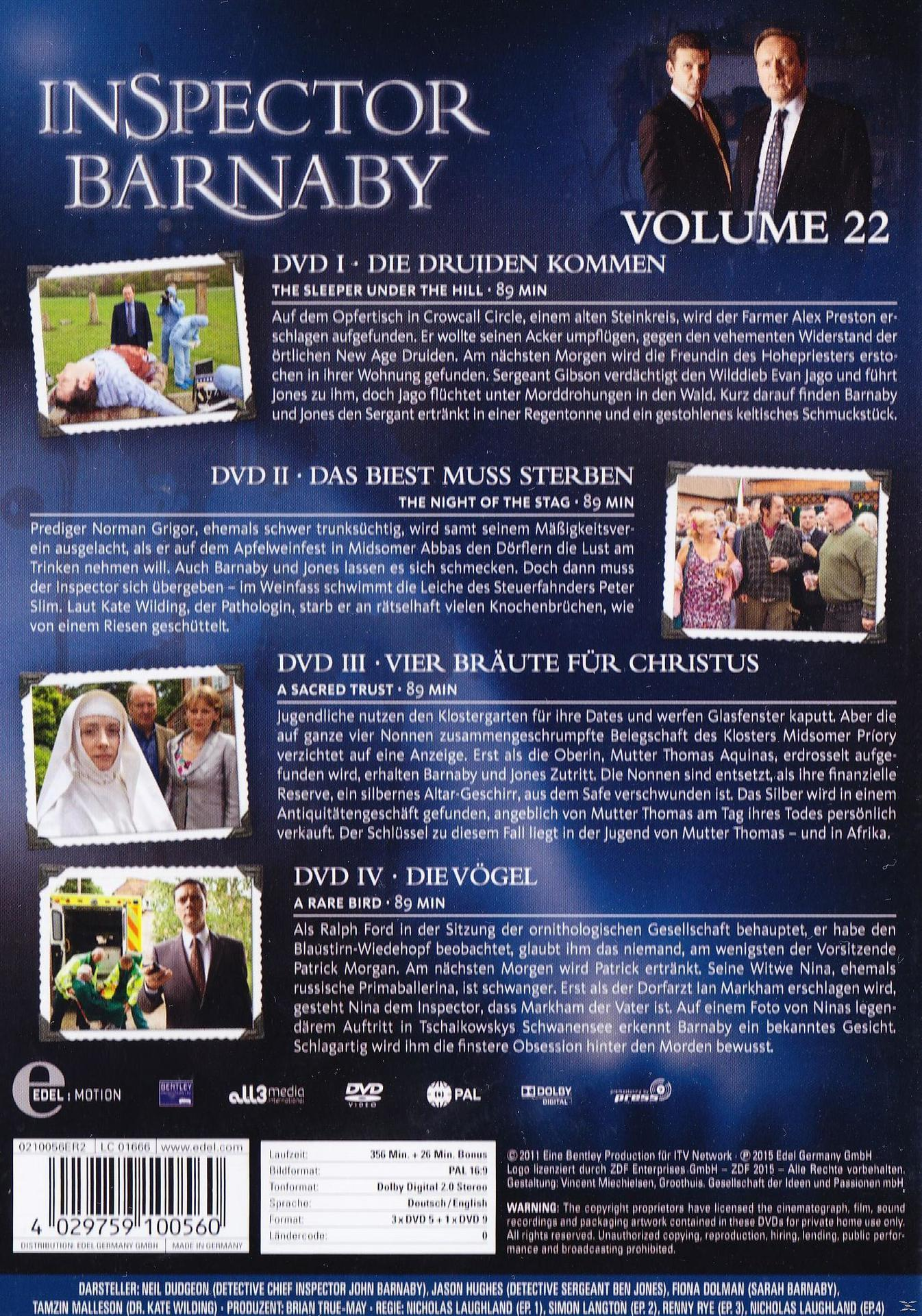 DVD-Cover für "Inspector Barnaby", mit Text und Bildern von Schauspielern auf einer grünen Wiese.