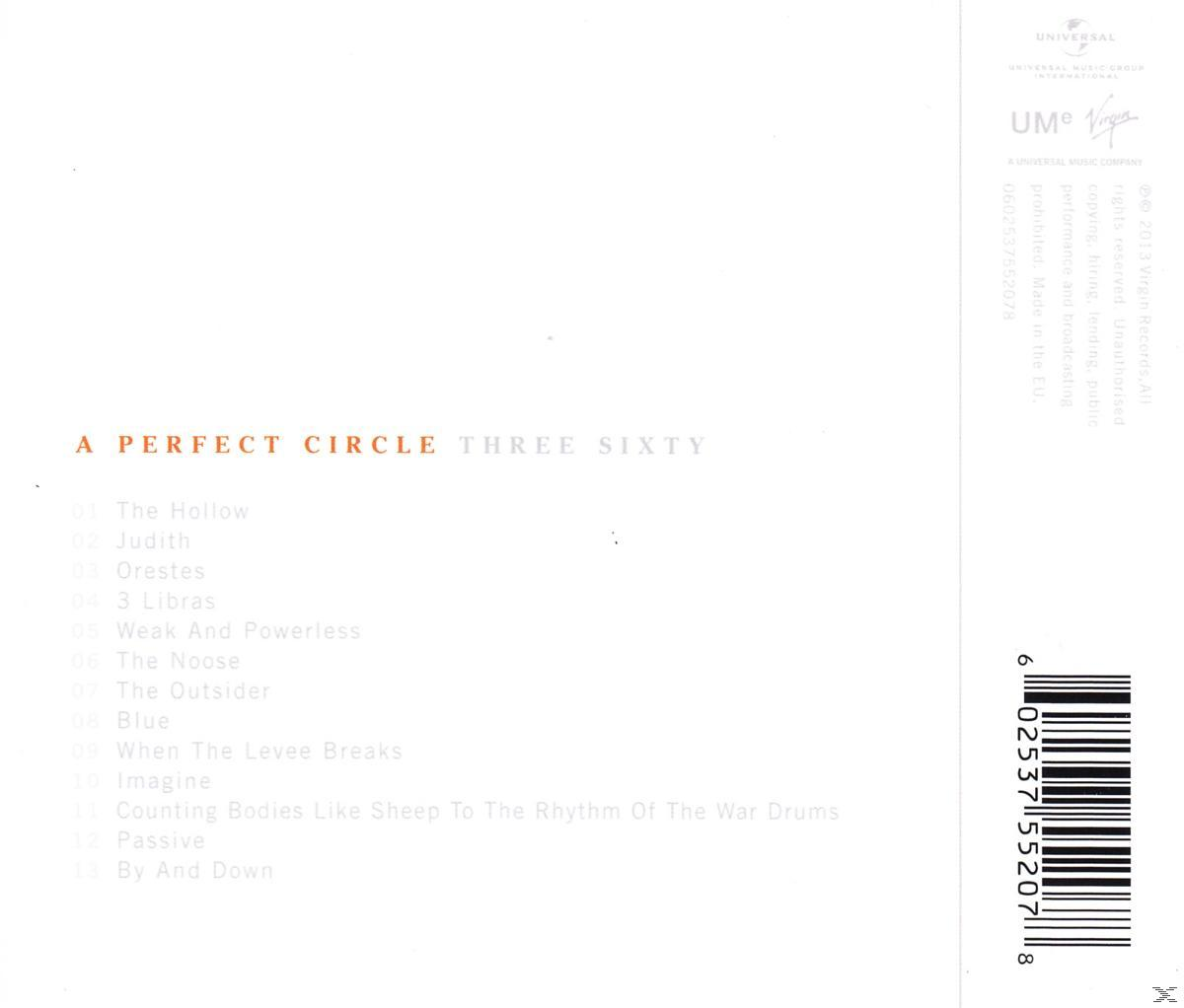 Rückseite eines Albums: A Perfect Circle, 'Three Sixty'. Titelliste.