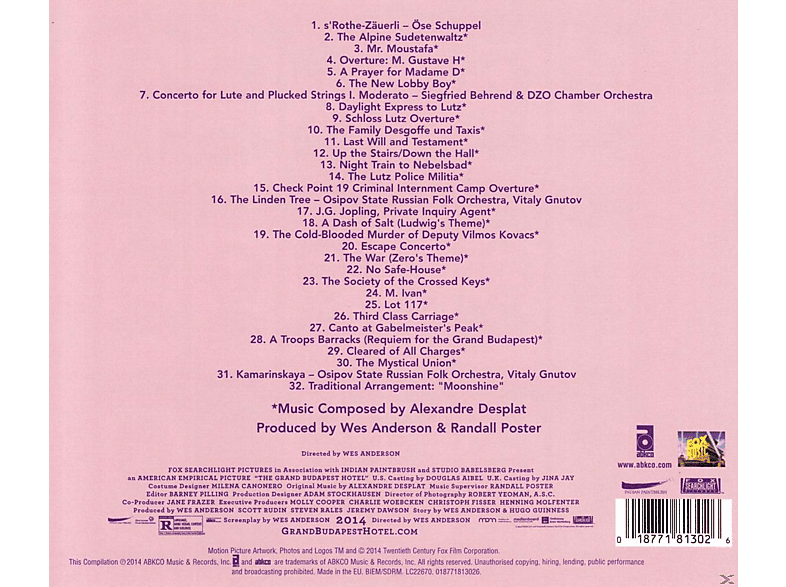 Thumbnail - VARIOUS - The Grand Budapest Hotel (Original Soundtrack) (CD)
