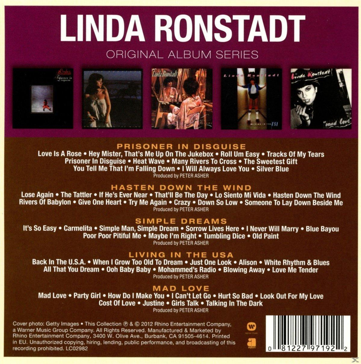 Albumcover der Original Album Series von Linda Ronstadt. Enthält verschiedene Albumcover und Titellisten.