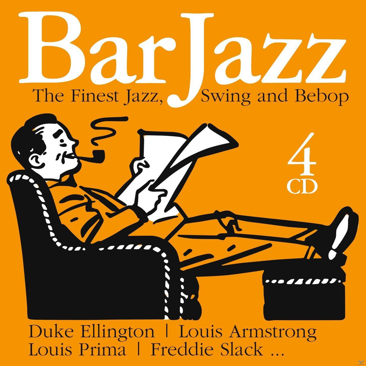CD-Cover: 'Bar Jazz' mit rauchendem Mann beim Lesen, orangefarbener Hintergrund.