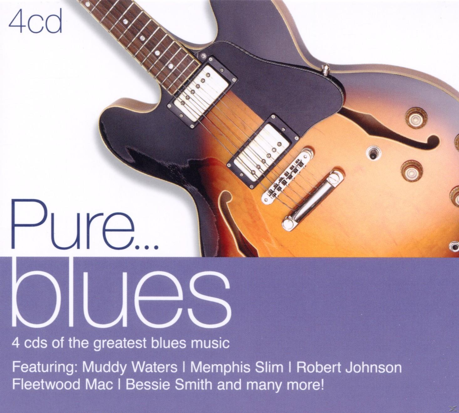 Albumcover für 'Pure... blues' mit Gitarre und Text auf lila Hintergrund.