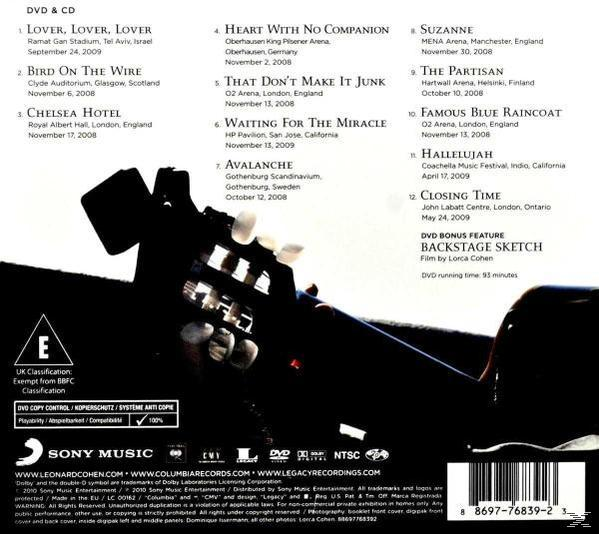 Rückseite einer DVD mit Gitarre, Text und Barcode. Die DVD stammt von Sony Music.