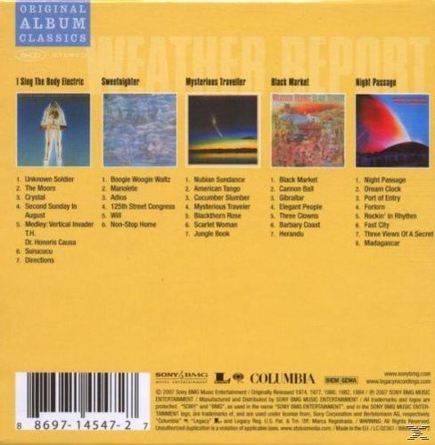 CD borító: Weather Report album válogatás, album borítókkal, számlistával.