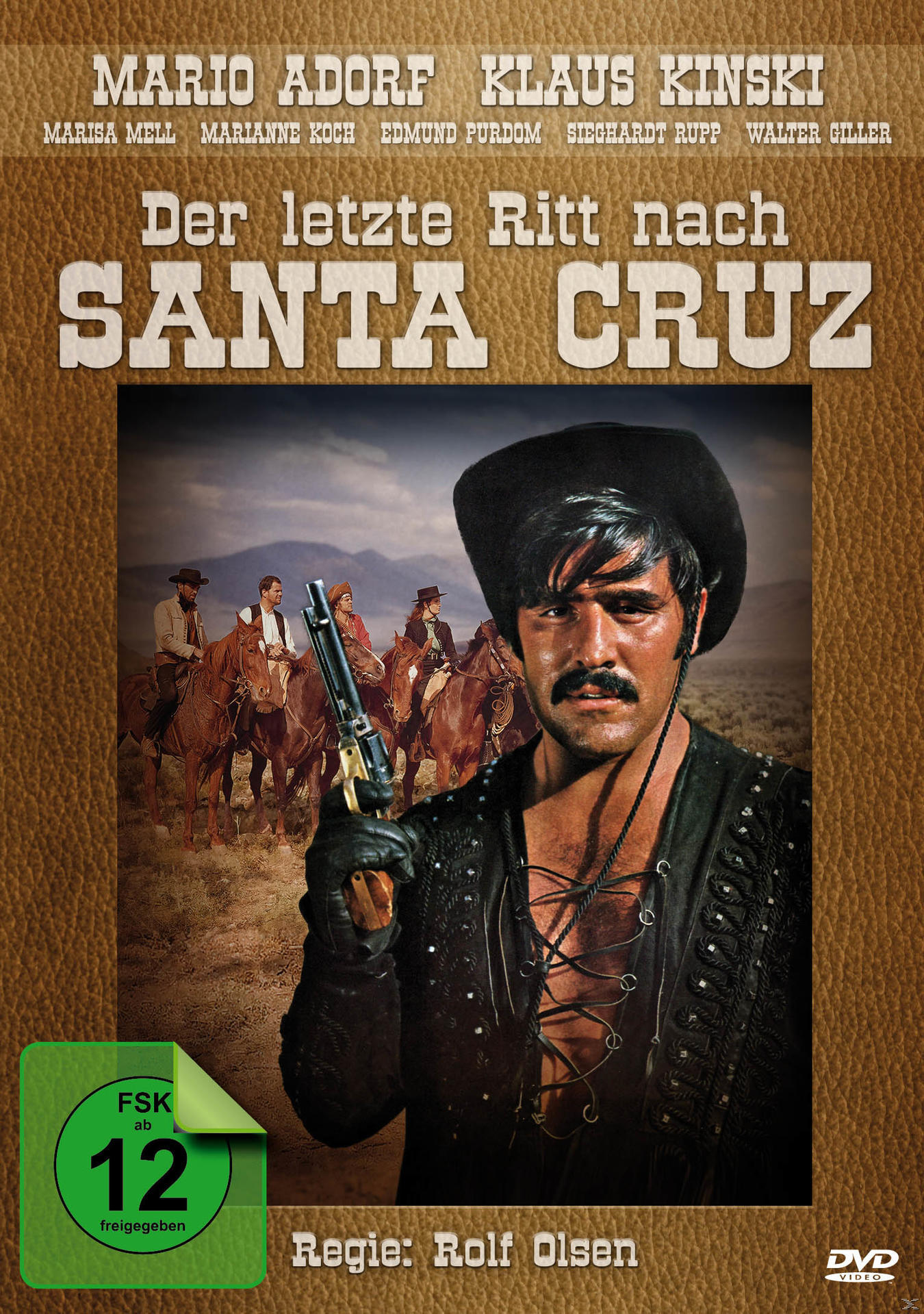 DVD-Cover: Mann mit Pistole, Cowboyhut. Text: Der Letzte Ritt Nach Santa Cruz. Hintergrund: Pferde.