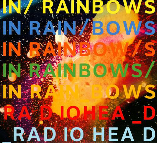 Album borító színes szöveggel fekete és narancssárga háttéren. A "RAINBOWS" szó ismétlődik.