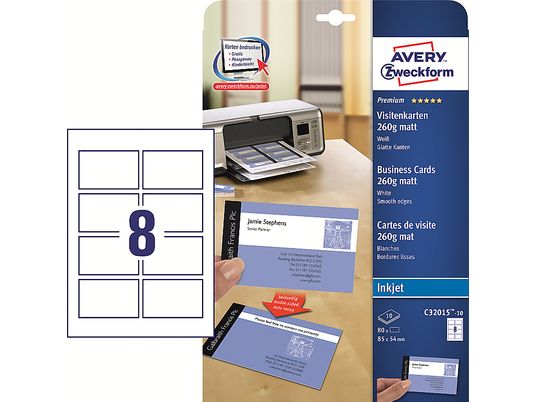 ZWECKFORM Premium Cartes de visite en papier couché, 85 x 54 mm, 80 unités -  (Blanc)