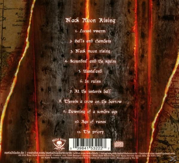 Album-Rückseite mit Songtiteln und einer Karte im Hintergrund, Text in Weiß und Orange.