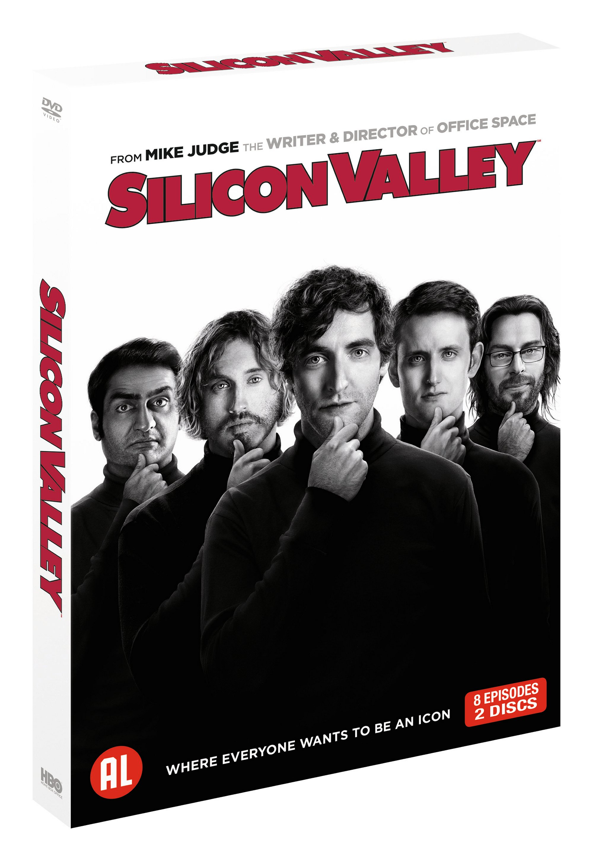 DVD case: 'Silicon Valley' title, actors, and tagline: 'Where Everyone Wants to Be an Icon'.
