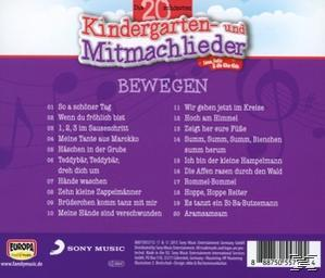 CD-Cover mit deutschem Text über Kindergartensongs. Lila, blau und weiß.