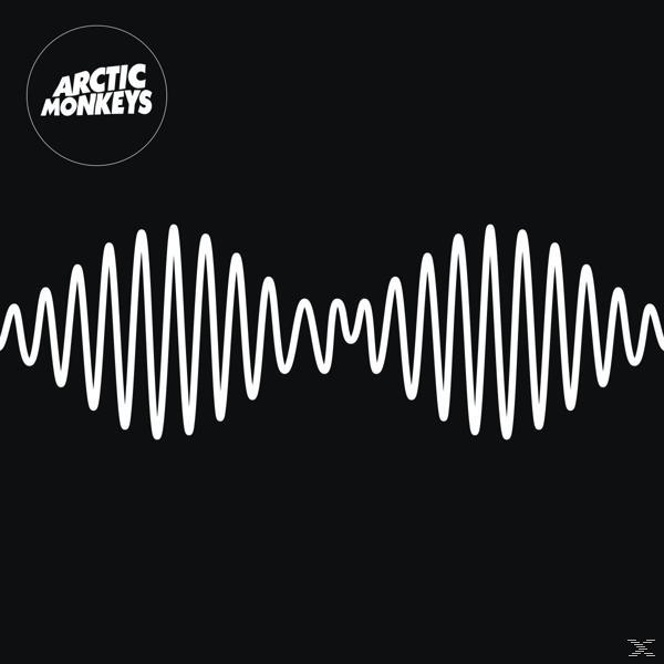 Album borító: Arctic Monkeys logója és hanghullám fekete háttéren.