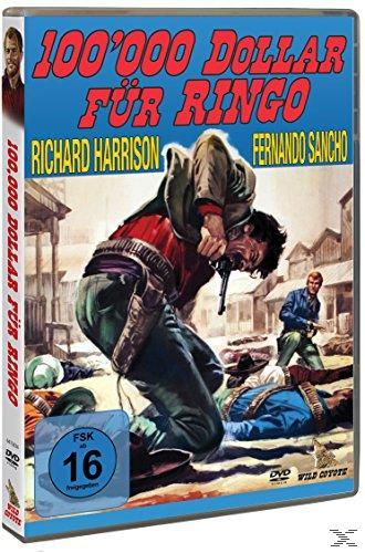 DVD-Cover für den Film 100.000 Dollar für Ringo. Enthält eine Szene mit Schauspielern und einem klassischen Western-Stil.