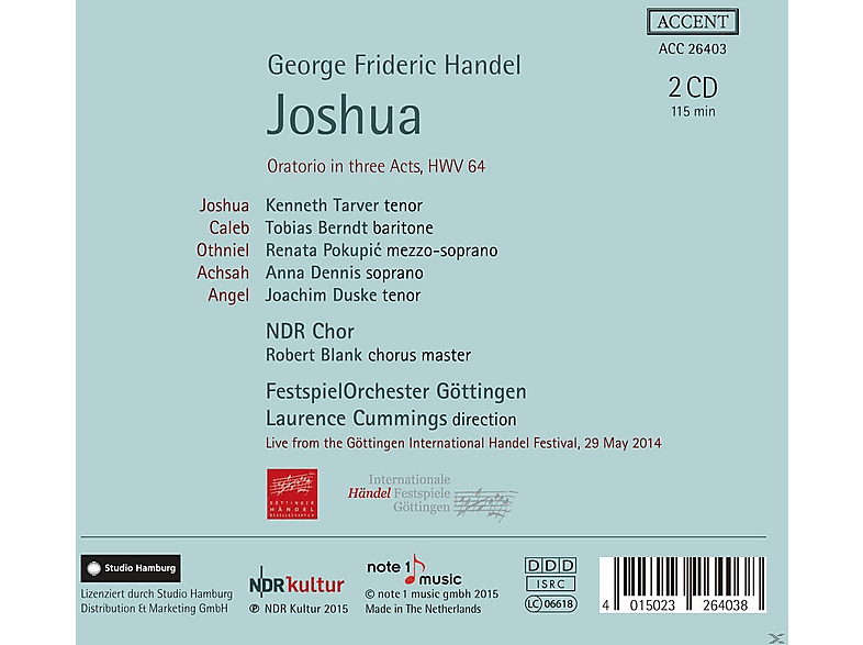 Thumbnail - Ndr Chor, Festspielorchester Göttingen - Joshua Hwv 64 (Live-Recording) (CD)