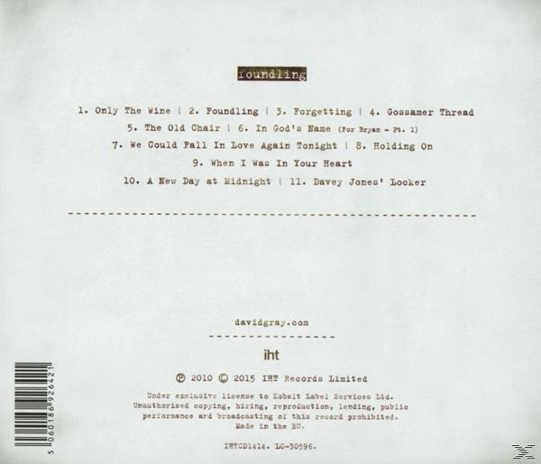 David Gray Albumcover mit Trackliste auf hellem Hintergrund.
