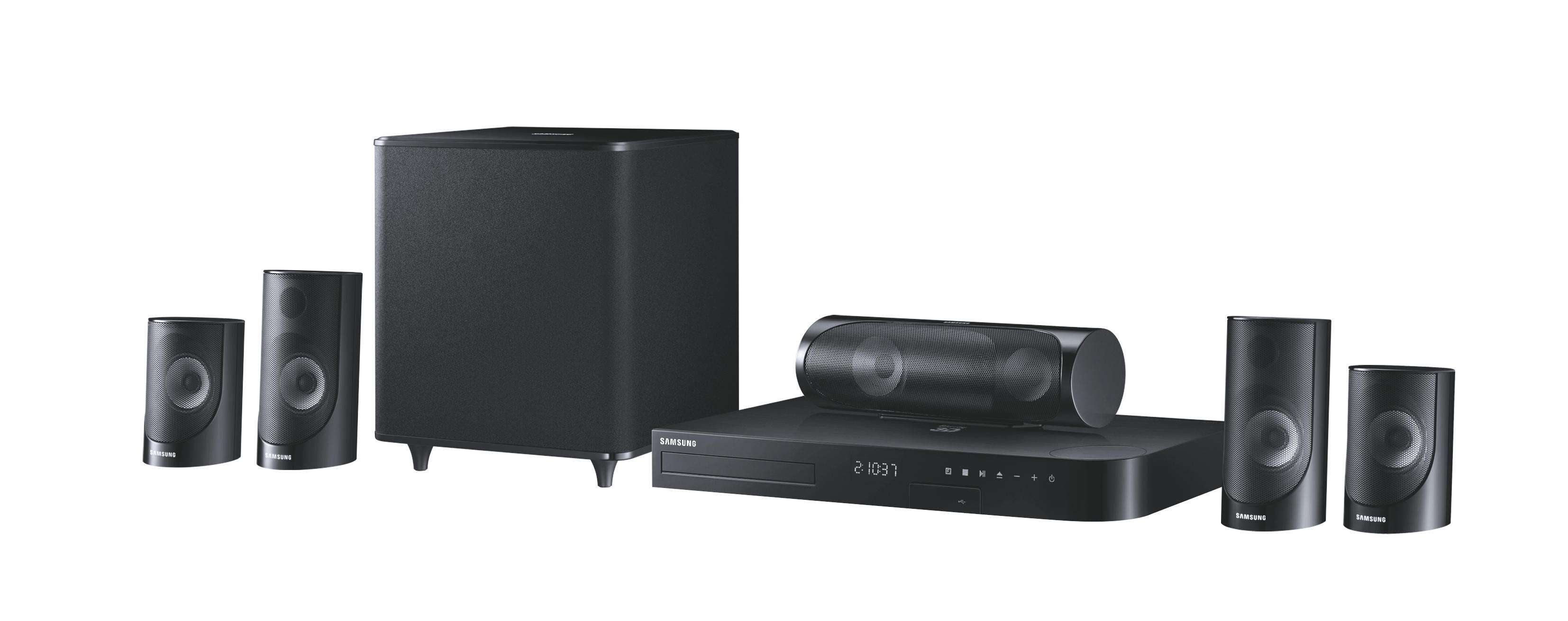 SAMSUNG HT-J5500 5.1 Heimkino-System (2x Frontlautsprecher, 2x Rearlautsprecher, 1x Centerlautsprecher, 1x  Subwoofer, 1x Steuereinheit, Bluetooth, Ja, Schwarz)