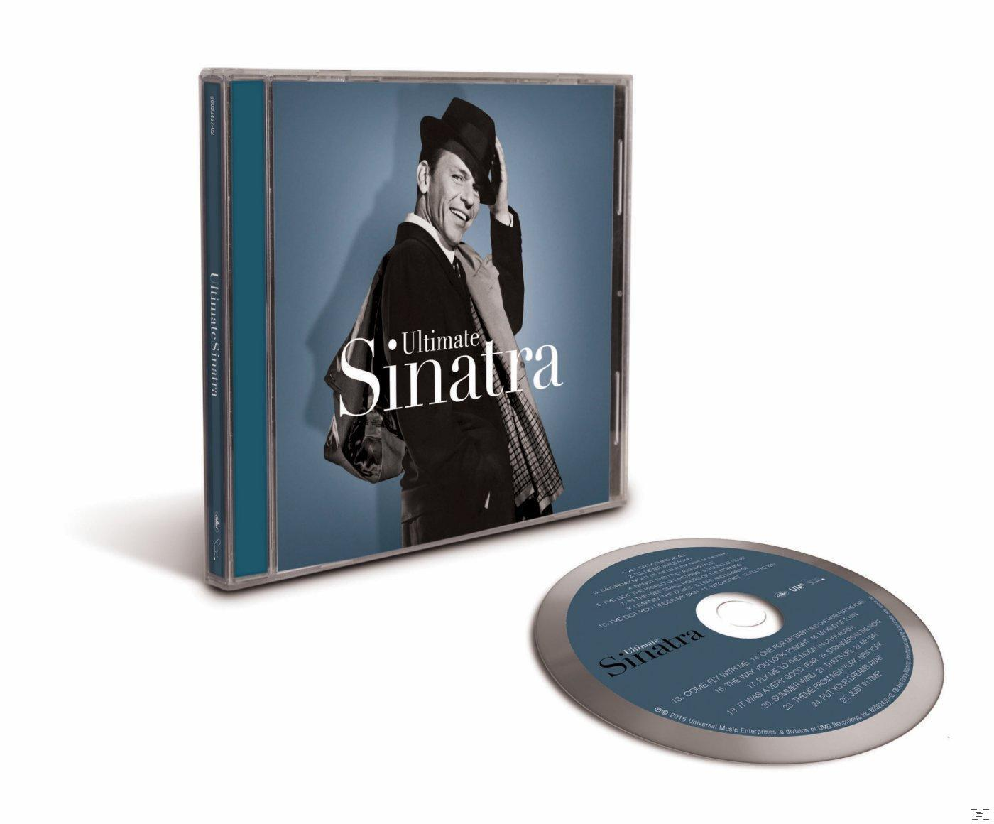 CD tok Frank Sinatra-val, kalapban, 'Ultimate Sinatra' album címmel és egy CD-vel.