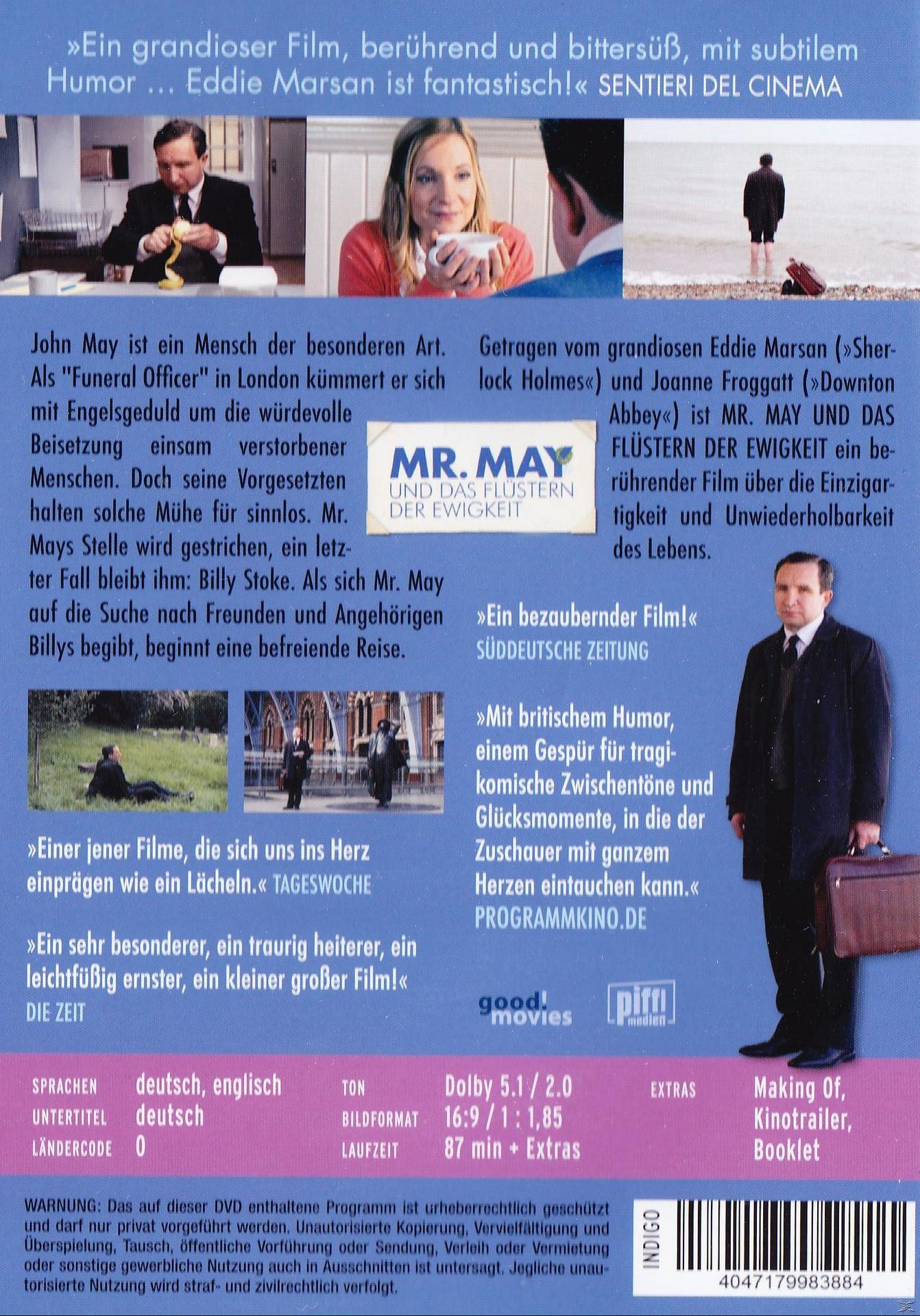 DVD-Cover mit einem Mann im Anzug. Text auf Deutsch. Titel: Mr. May und die Geister der Ewigkeit.
