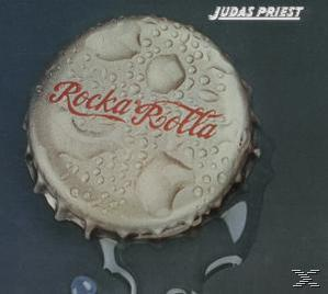 Nahaufnahme eines metallischen Flaschenverschlusses mit den Worten 'Rocka Rolla' in Rot, mit Wassertröpfchen.
