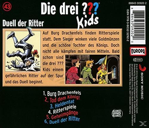 Rückseite eines Buches. Cartoon-Bild mit deutschem Text. Titel ist 'Die drei ??? Kids'.