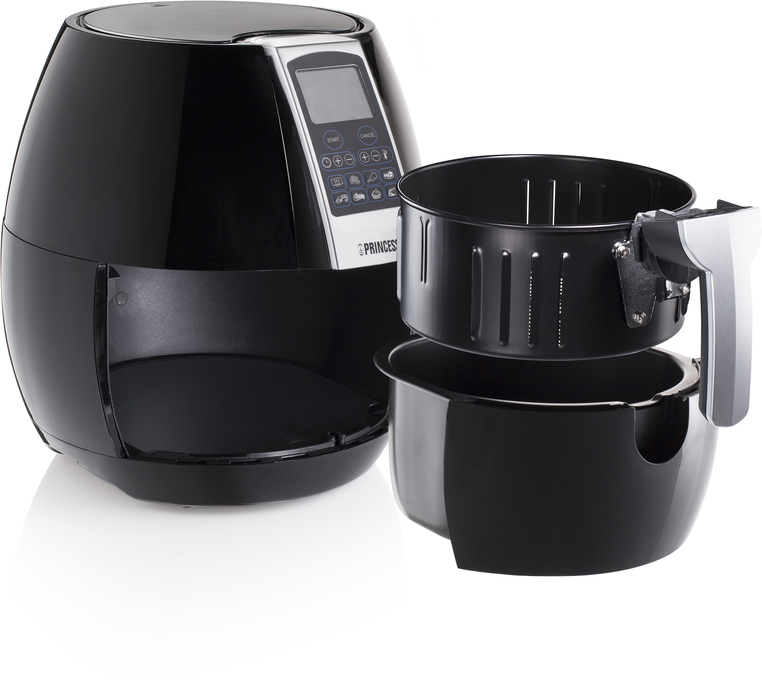 PRINCESS 182020 Aerofryer XL Heißluftfritteuse 1500 Watt Schwarz/Silber