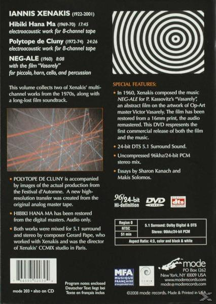 XENAKIS, IANNIS / PAPE, GERARD - Electronic Music 2  - (DVD)