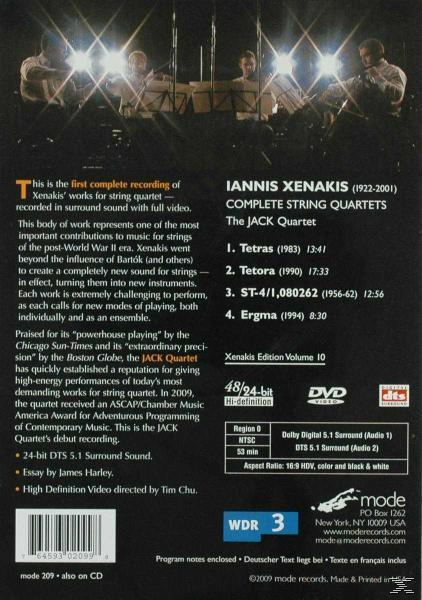 Jack Quartet - ST/4/Tetras/Tetora/Ergma  - (DVD)