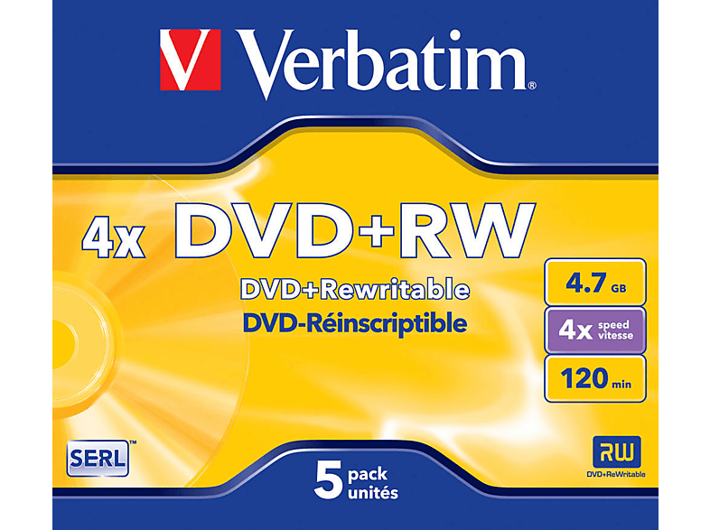 VERBATIM DVD+RW Mat Zilver 5 kopen? | MediaMarkt