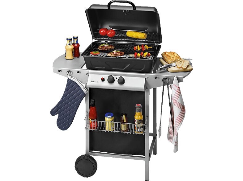 Clatronic GG 3590 Gasgrill Schwarz/Silber Standgriller, Schwarz, Silber (5500 Watt)